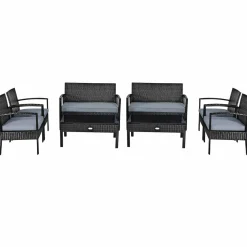 Tangkula Wicker Patio Conversation Furniture Set, Outdoor Rattan Chair and Table Set