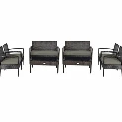 Tangkula Wicker Patio Conversation Furniture Set, Outdoor Rattan Chair and Table Set