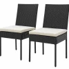 Tangkula Wicker Patio Dining Chairs, Outdoor Armless Wicker Chairs with Cushions, Backrest, Sturdy Metal Frame