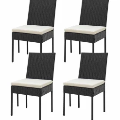 Tangkula Wicker Patio Dining Chairs, Outdoor Armless Wicker Chairs with Cushions, Backrest, Sturdy Metal Frame