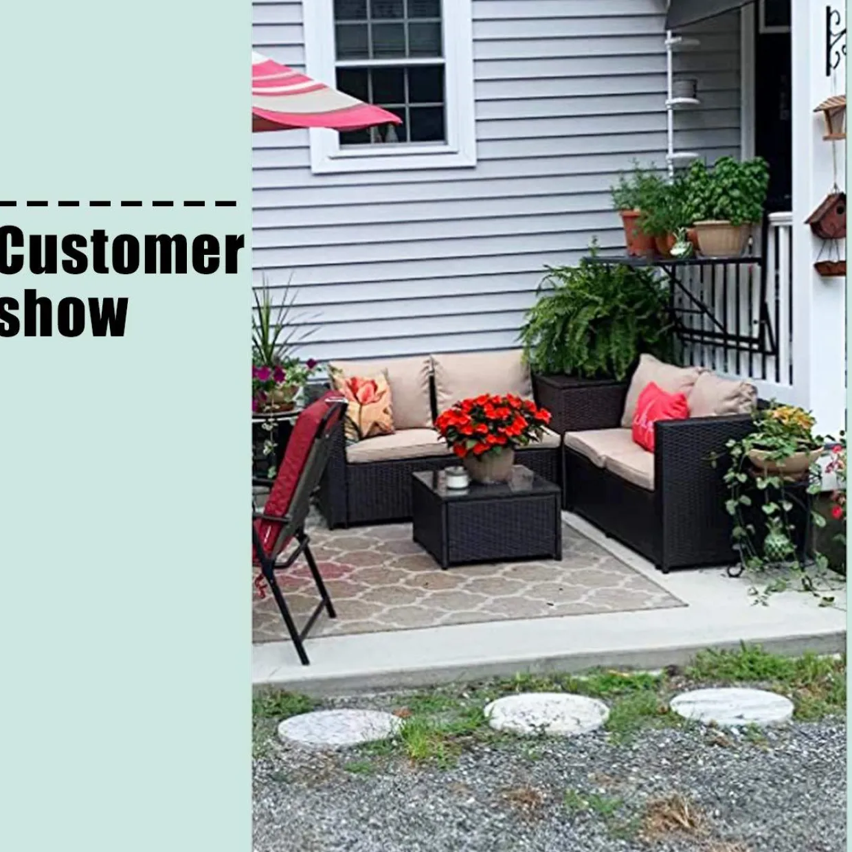 Tangkula Wicker Patio Set with Storage, All Weather-Proof Outdoor Conversation Set