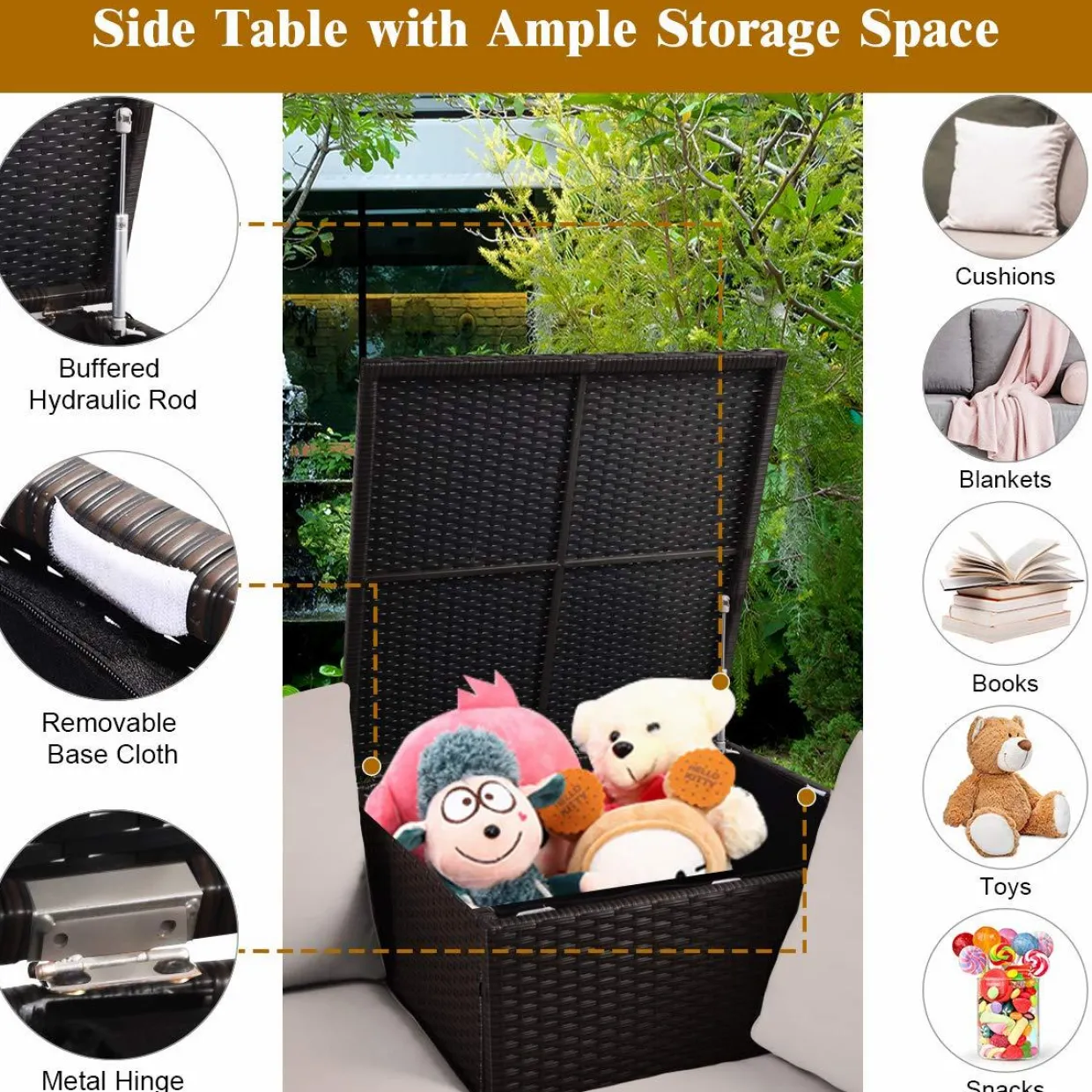 Tangkula Wicker Patio Set with Storage, All Weather-Proof Outdoor Conversation Set