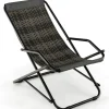 Tangkula Wicker Sling Chair Outdoor, Patio Deck Chair with Rattan Seat