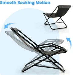Tangkula Wicker Sling Chair Outdoor with Ottoman, Patio Deck Chair with Rattan Seat