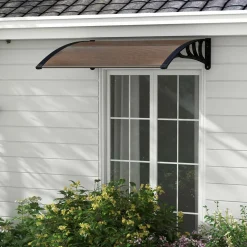 Tangkula Window Awning, Modern Polycarbonate Overhead Door Awning for Rain Snow Sunlight Protection