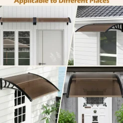 Tangkula Window Awning, Modern Polycarbonate Overhead Door Awning for Rain Snow Sunlight Protection