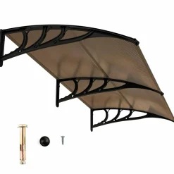 Tangkula Window Awning, Modern Polycarbonate Overhead Door Awning for Rain Snow Sunlight Protection