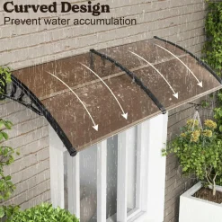 Tangkula Window Awning, Modern Polycarbonate Overhead Door Awning for Rain Snow Sunlight Protection
