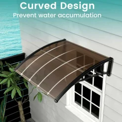 Tangkula Window Awning, Modern Polycarbonate Overhead Door Awning for Rain Snow Sunlight Protection