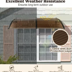 Tangkula Window Awning, Modern Polycarbonate Overhead Door Awning for Rain Snow Sunlight Protection