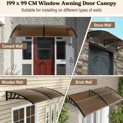Tangkula Window Awning, Modern Polycarbonate Overhead Door Awning for Rain Snow Sunlight Protection