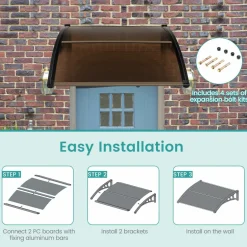 Tangkula Window Awning, Modern Polycarbonate Overhead Door Awning for Rain Snow Sunlight Protection