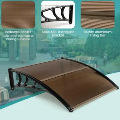Tangkula Window Awning, Modern Polycarbonate Overhead Door Awning for Rain Snow Sunlight Protection