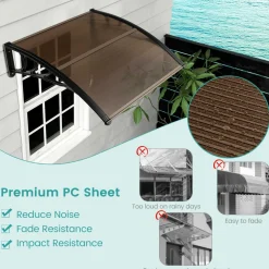 Tangkula Window Awning, Modern Polycarbonate Overhead Door Awning for Rain Snow Sunlight Protection