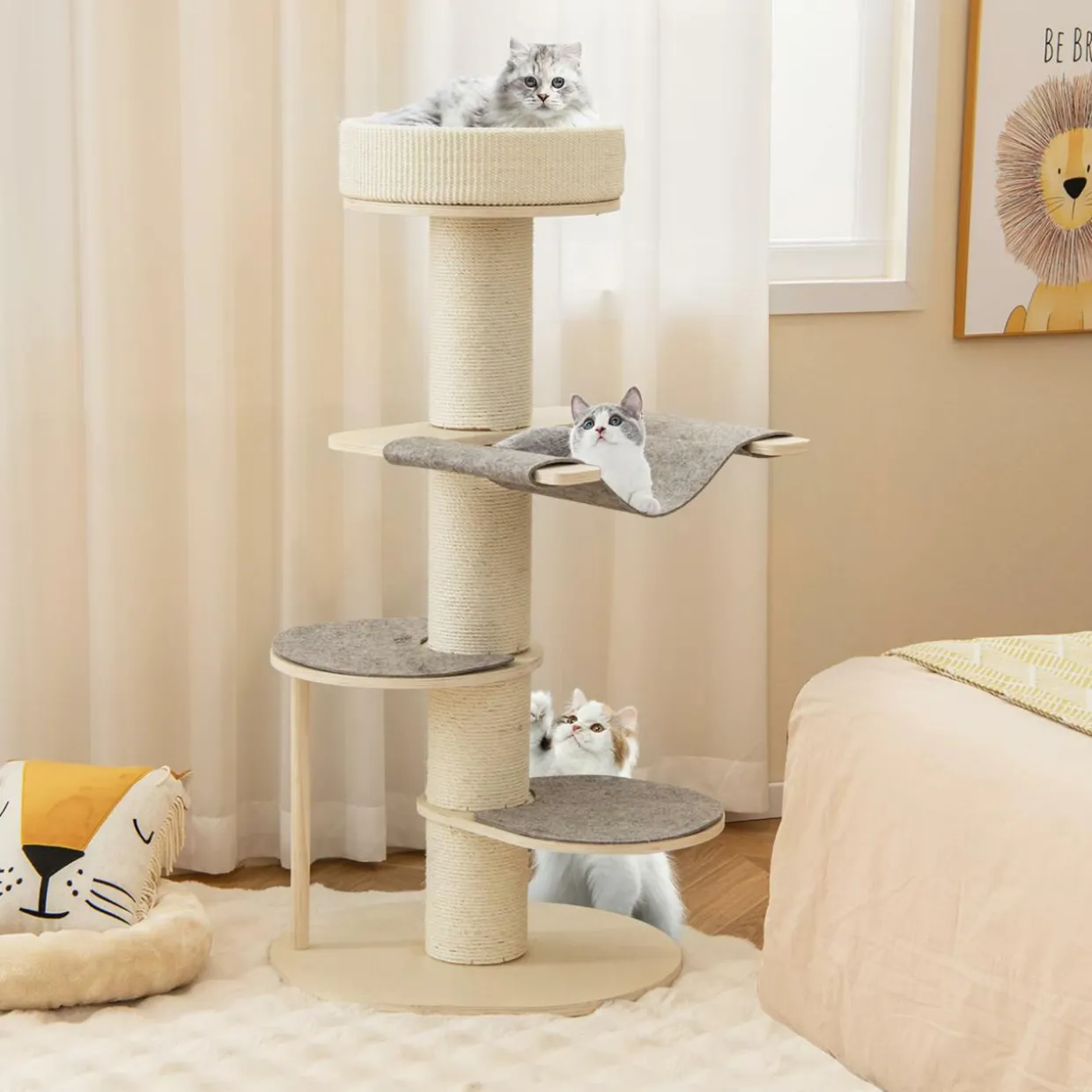 Tangkula Wood Cat Tree, 47 Inch Multi-Layer Cat Tower with 5.7& Carpet