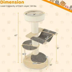 Tangkula Wood Cat Tree, 47 Inch Multi-Layer Cat Tower with 5.7& Carpet