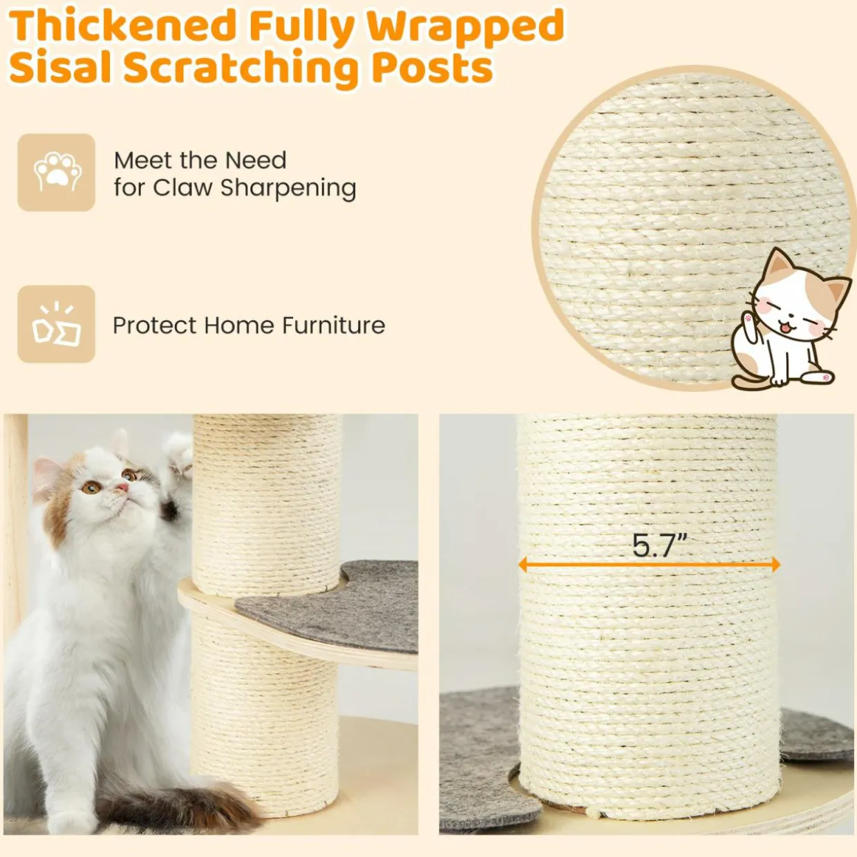 Tangkula Wood Cat Tree, 47 Inch Multi-Layer Cat Tower with 5.7& Carpet