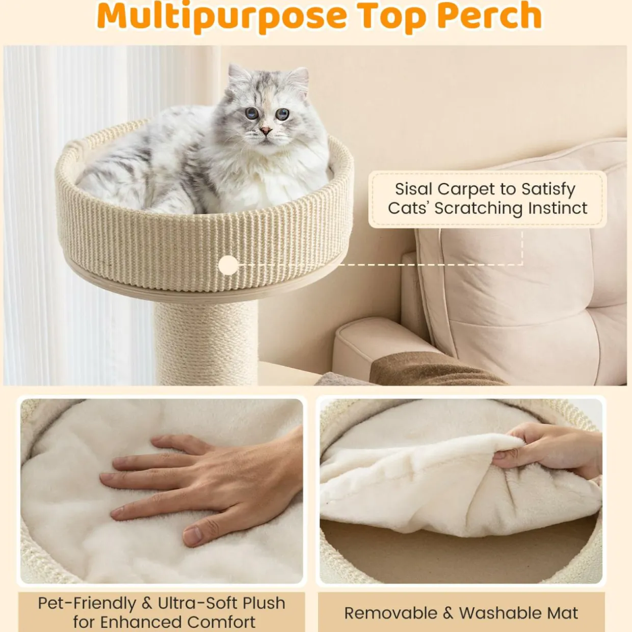 Tangkula Wood Cat Tree, 47 Inch Multi-Layer Cat Tower with 5.7& Carpet