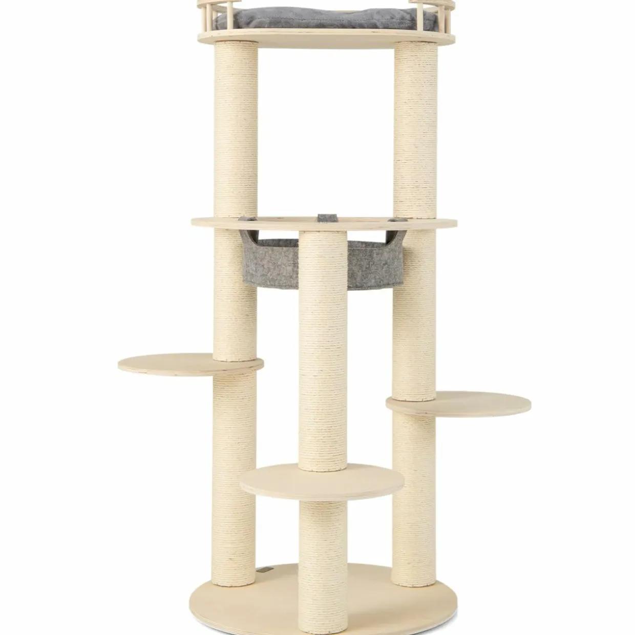 Tangkula Wood Cat Tree, 59 Inch Multi-Level Cat Tower with Top Padded Perch, Hammock, 3 Platforms & Sisal Scratching Posts
