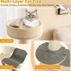 Tangkula Wood Cat Tree, 47 Inch Multi-Layer Cat Tower with 5.7& Carpet
