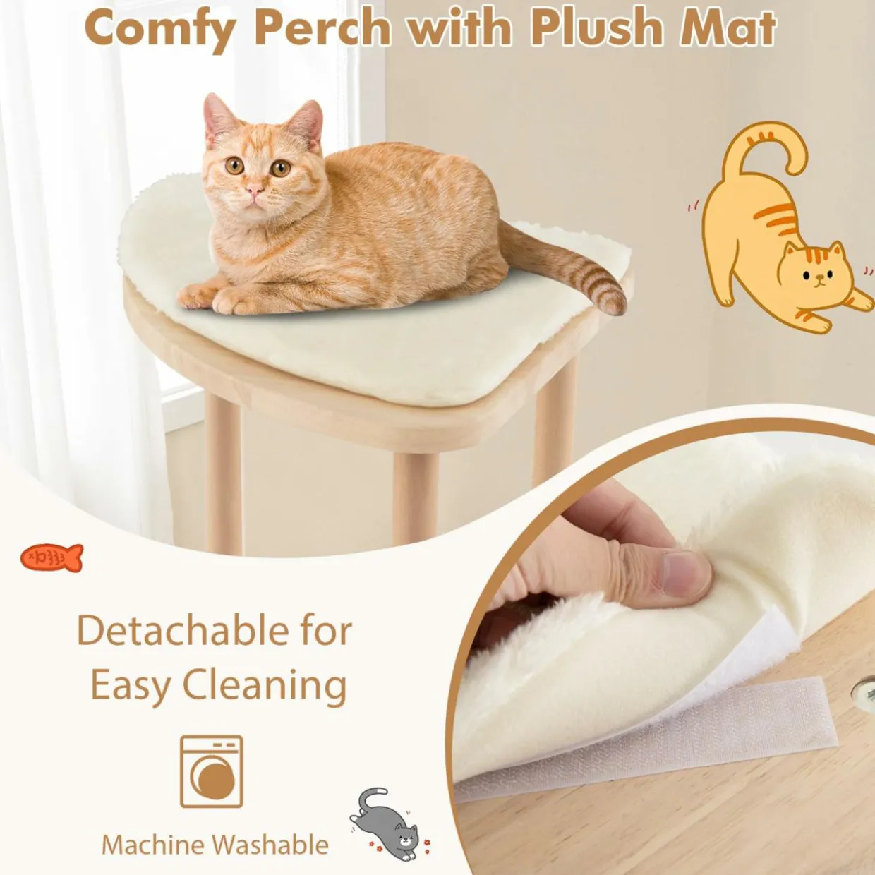 Tangkula Wood Cat Tree for Indoor Cats, Multi-Level Modern Cat Tower with Sisal Scratching Board & Post