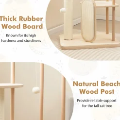 Tangkula Wood Cat Tree for Indoor Cats, Multi-Level Modern Cat Tower with Sisal Scratching Board & Post