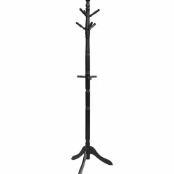 Tangkula Wood Coat Rack, Entryway Height Adjustable Coat Satnd with 9 Hooks & Stable Tri-Legged Base