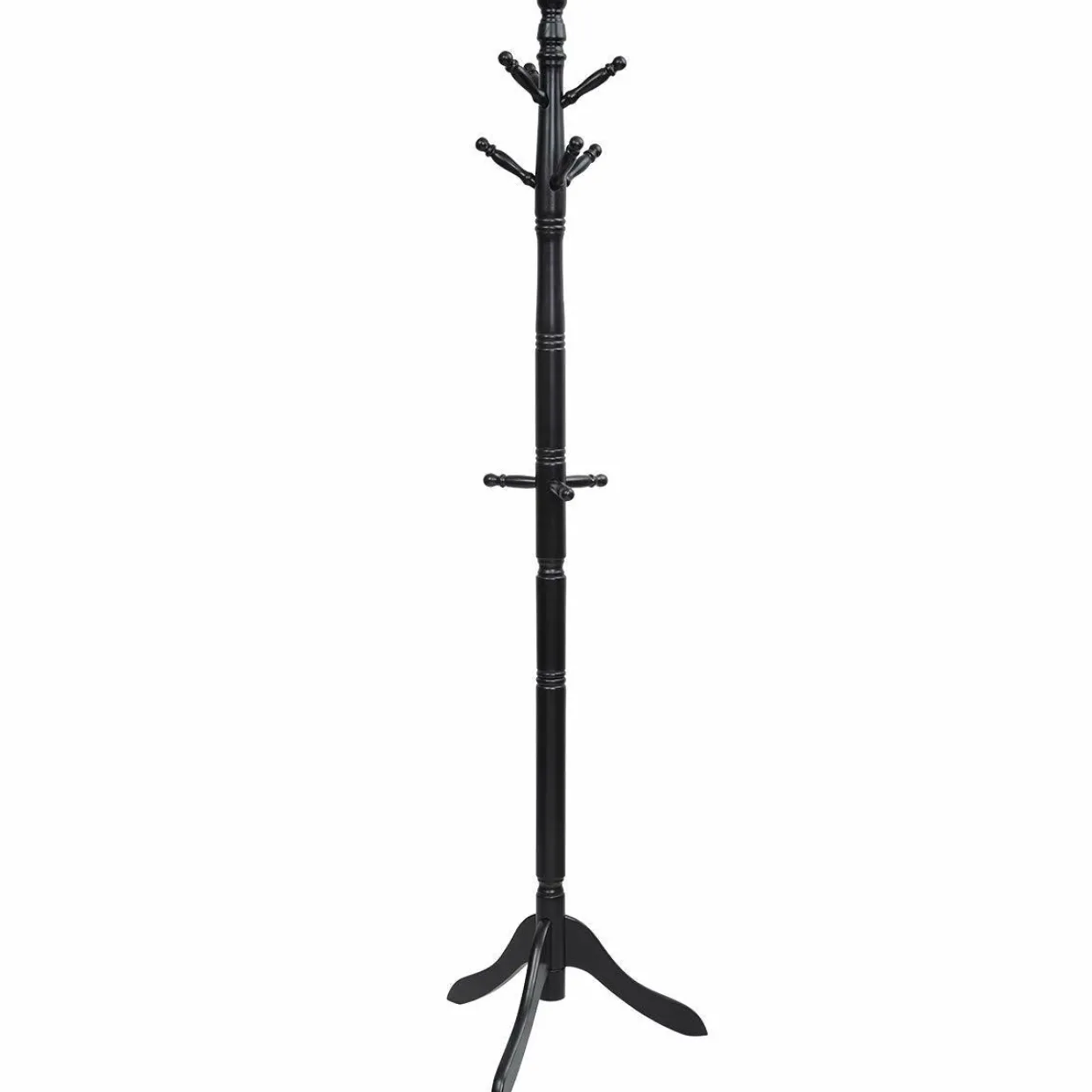 Tangkula Wood Coat Rack, Entryway Height Adjustable Coat Satnd with 9 Hooks & Stable Tri-Legged Base