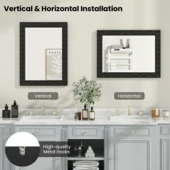 Tangkula Wood Framed Wall Mounted Mirror, 31.5