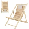 Tangkula Wood Sling Chair Outdoor, Patio Deck Chair with Detachable Headrest & 3-Level Adjustable Backrest