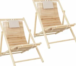 Tangkula Wood Sling Chair Outdoor, Patio Deck Chair with Detachable Headrest & 3-Level Adjustable Backrest