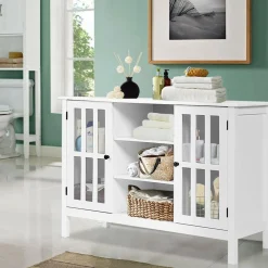 Tangkula Wood TV Stand, Classic Design Storage Console Free Standing Cabinet for TV up to 50