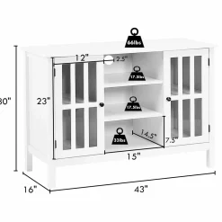 Tangkula Wood TV Stand, Classic Design Storage Console Free Standing Cabinet for TV up to 50