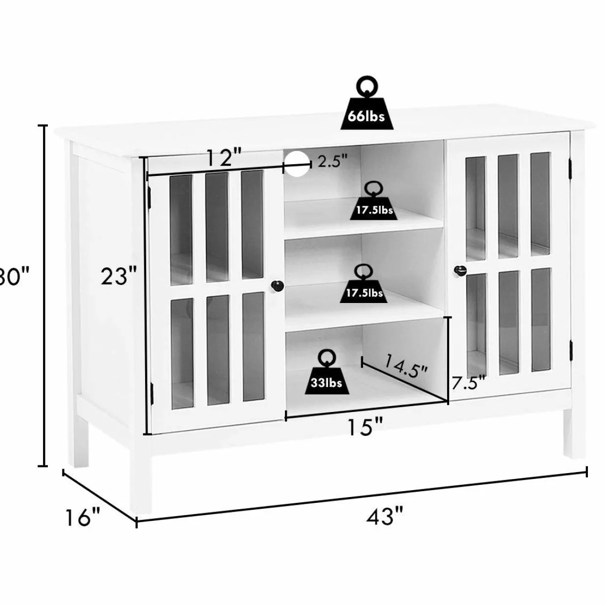 Tangkula Wood TV Stand, Classic Design Storage Console Free Standing Cabinet for TV up to 50"