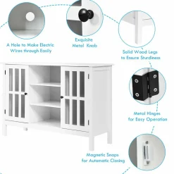 Tangkula Wood TV Stand, Classic Design Storage Console Free Standing Cabinet for TV up to 50