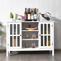 Tangkula Wood TV Stand, Classic Design Storage Console Free Standing Cabinet for TV up to 50