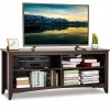 Tangkula Wood TV Stand for TVs up to 65 Inches, TV Storage Cabinet with 4 Open Storage Shelves