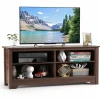 Tangkula Wood TV Stand for TVs up to 65 Inch, Farmhouse Media Console Cabinet Entertainment Center w/Cable Management Holes & Adjustable Shelf