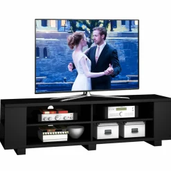 Tangkula Wood TV Stand for TVs up to 65 Inch Flat Screen, Modern Entertainment Center with 8 Open Shelves