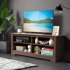 Tangkula Wood TV Stand for TVs up to 65 Inch, Farmhouse Media Console Cabinet Entertainment Center w/Cable Management Holes & Adjustable Shelf
