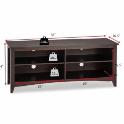 Tangkula Wood TV Stand for TVs up to 65 Inches, TV Storage Cabinet with 4 Open Storage Shelves