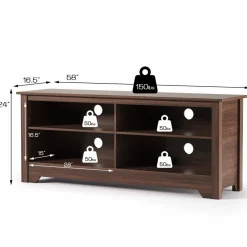 Tangkula Wood TV Stand for TVs up to 65 Inch, Farmhouse Media Console Cabinet Entertainment Center w/Cable Management Holes & Adjustable Shelf