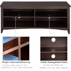 Tangkula Wood TV Stand for TVs up to 65 Inches, TV Storage Cabinet with 4 Open Storage Shelves