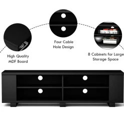 Tangkula Wood TV Stand for TVs up to 65 Inch Flat Screen, Modern Entertainment Center with 8 Open Shelves