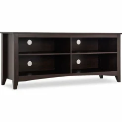 Tangkula Wood TV Stand for TVs up to 65 Inches, TV Storage Cabinet with 4 Open Storage Shelves