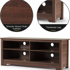 Tangkula Wood TV Stand for TVs up to 65 Inch, Farmhouse Media Console Cabinet Entertainment Center w/Cable Management Holes & Adjustable Shelf