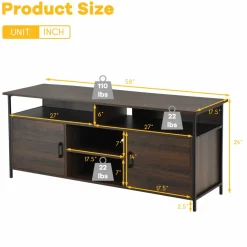 Tangkula Wood Universal TV Stand for TVs up to 65 Inches Flat Screen(Walnut)