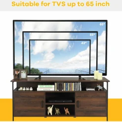 Tangkula Wood Universal TV Stand for TVs up to 65 Inches Flat Screen(Walnut)