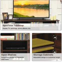 Tangkula Wood Universal TV Stand for TVs up to 65 Inches Flat Screen(Walnut)