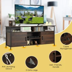 Tangkula Wood Universal TV Stand for TVs up to 65 Inches Flat Screen(Walnut)